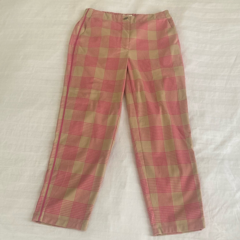 Rare Maeve by Anthropologie Pink and Cream Plaid Pants Size 4